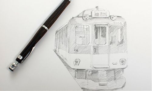 Pilot S20 mechanical pencil Japanese train sketch