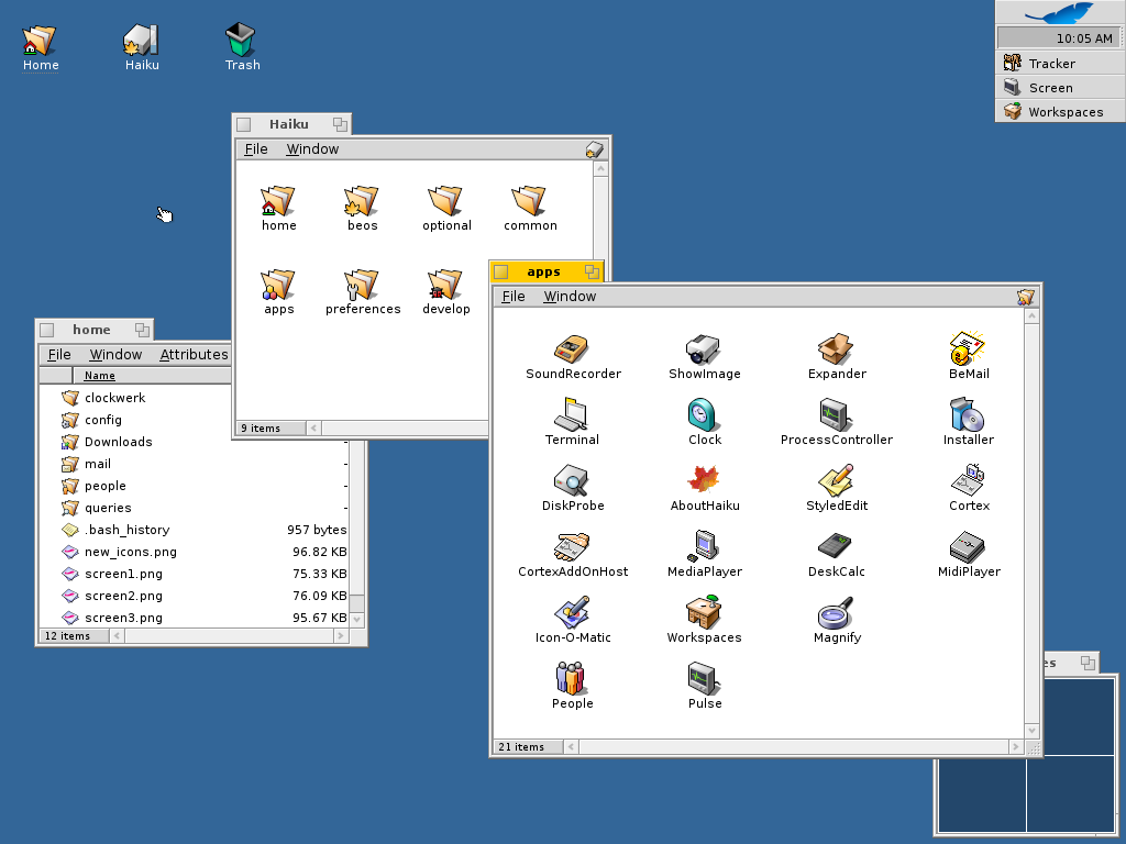 Screenshot of HaikuOS desktop