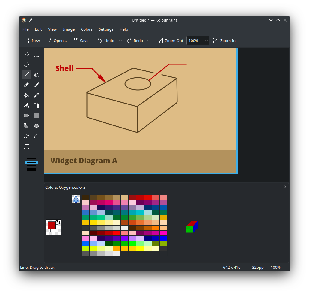 Screenshot of step 1 in KolourPaint
