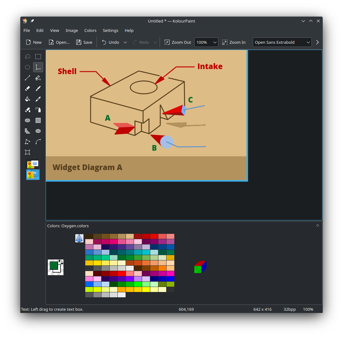 Screenshot of additional arrows in KolourPaint