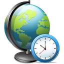 Clock and globe icon